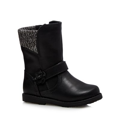 bluezoo Girls' black knitted cuff boots